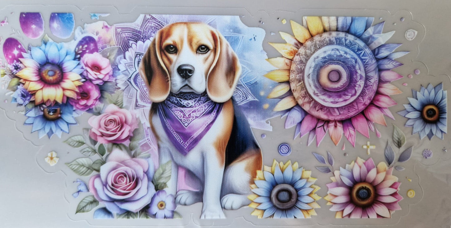 Glas mit Deckel&Stohhalm + Hundemotiv