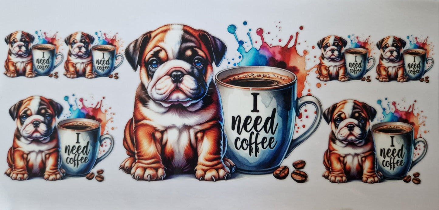 Glas mit Deckel&Stohhalm + Hundemotiv