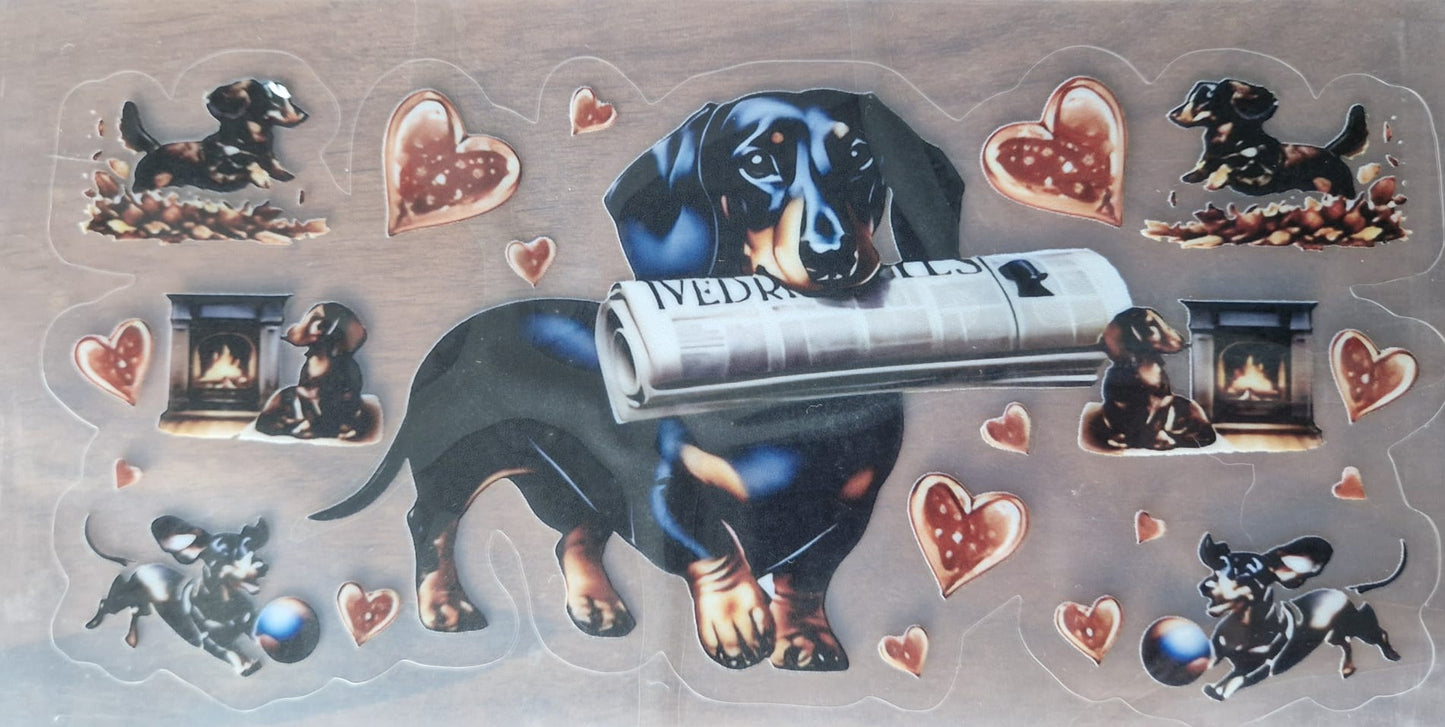 Glas mit Deckel&Stohhalm + Hundemotiv