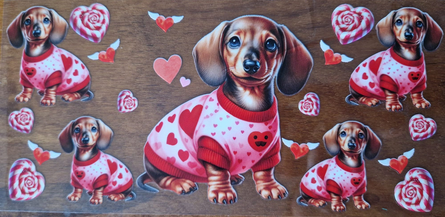 Glas mit Deckel&Stohhalm + Hundemotiv