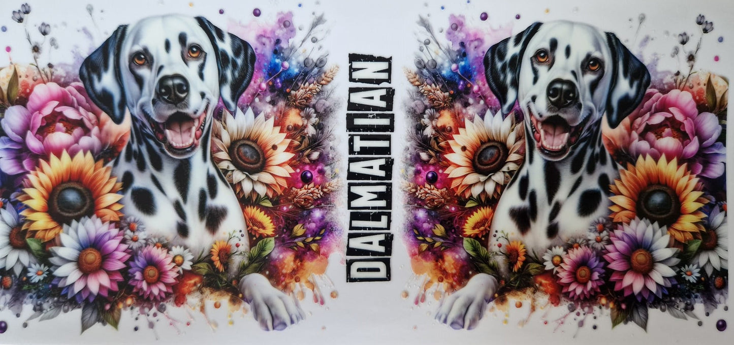 Glas mit Deckel&Stohhalm + Hundemotiv