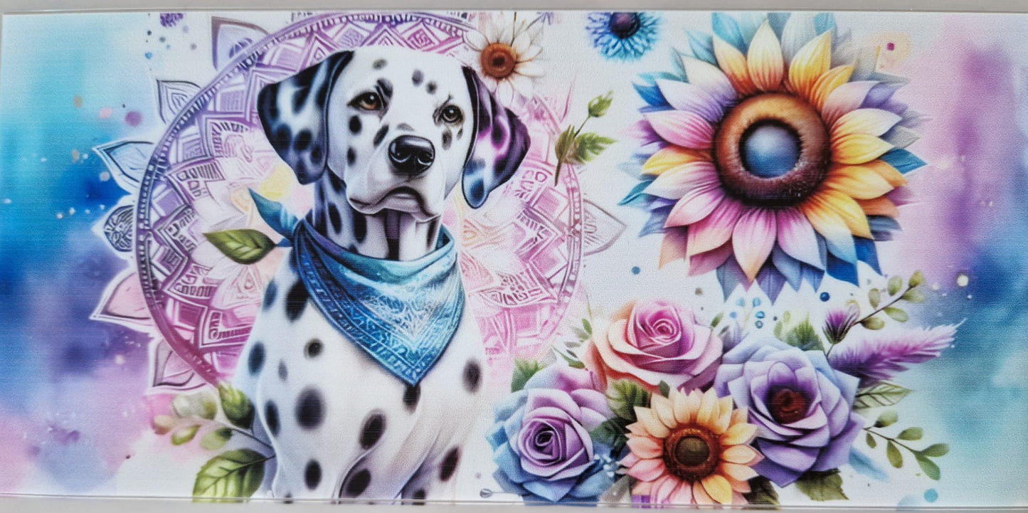 Glas mit Deckel&Stohhalm + Hundemotiv