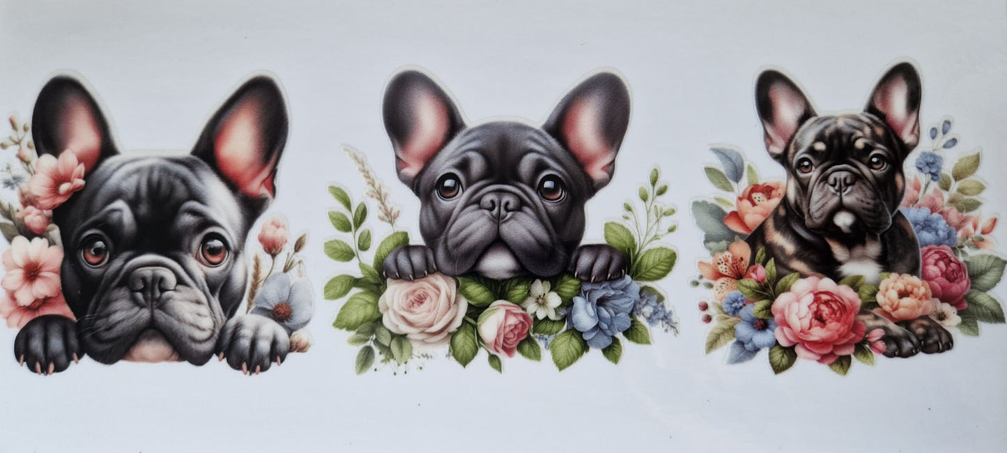 Glas mit Deckel&Stohhalm + Hundemotiv