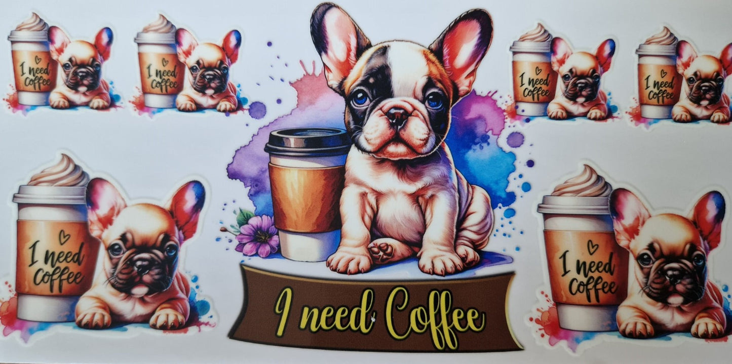 Glas mit Deckel&Stohhalm + Hundemotiv