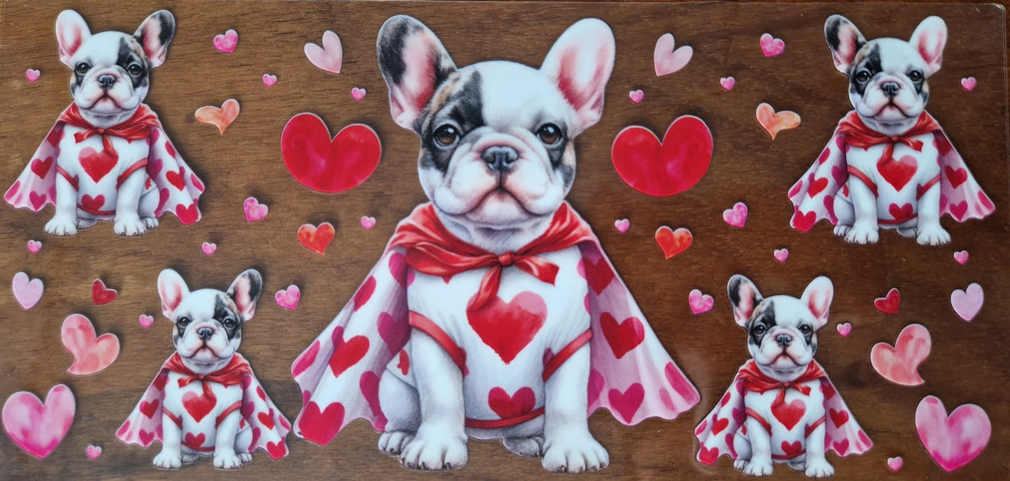 Glas mit Deckel&Stohhalm + Hundemotiv