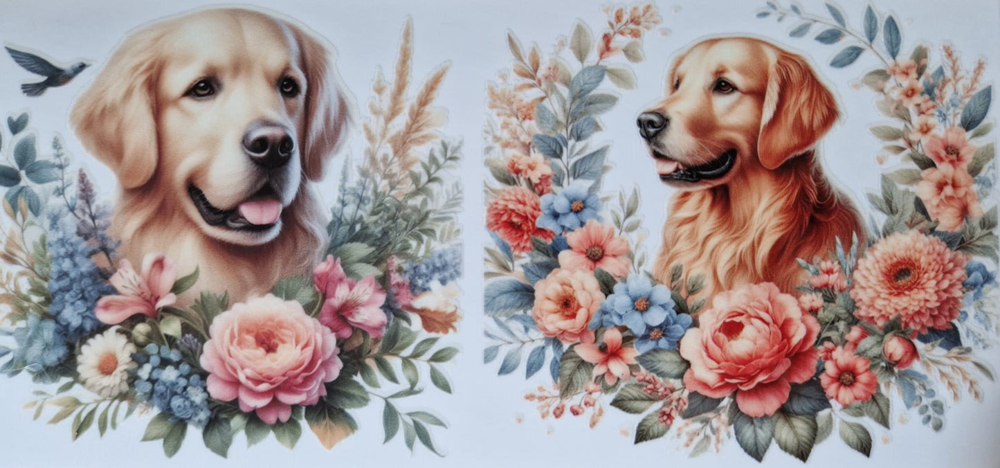 Glas mit Deckel&Stohhalm + Hundemotiv