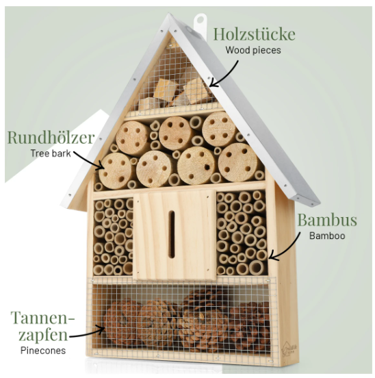 Großes Insektenhotel mit Metalldach