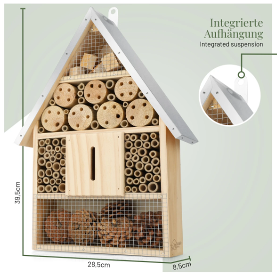 Großes Insektenhotel mit Metalldach