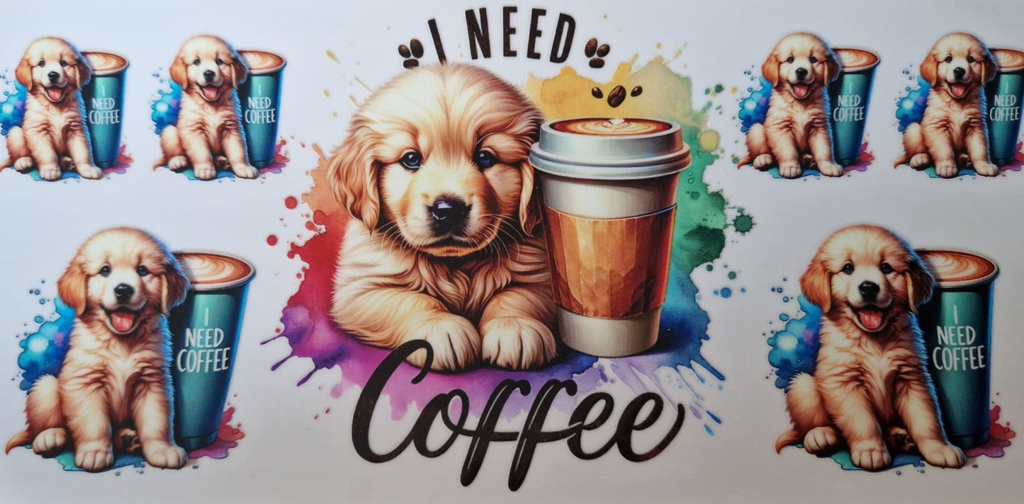 Glas mit Deckel&Stohhalm + Hundemotiv