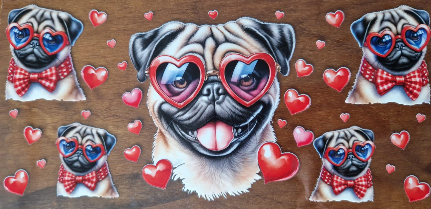 Glas mit Deckel&Stohhalm + Hundemotiv