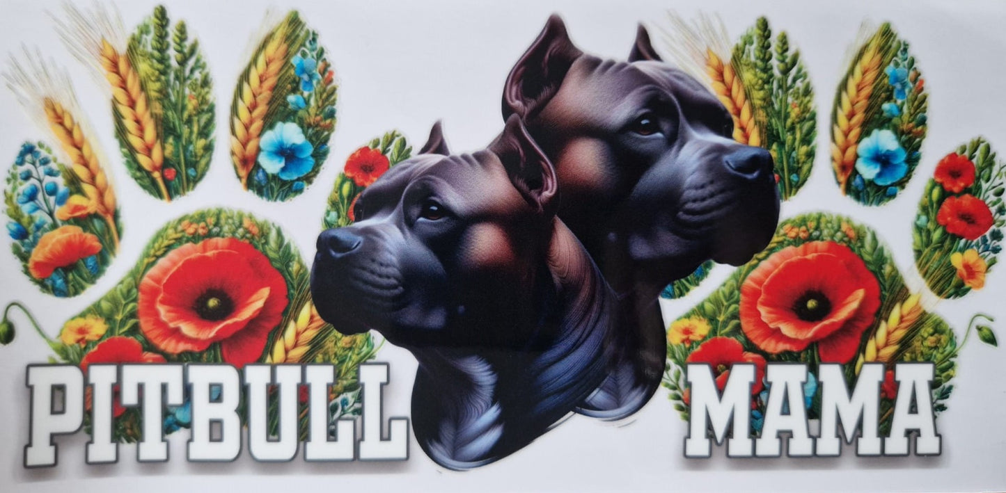 Glas mit Deckel&Stohhalm + Hundemotiv