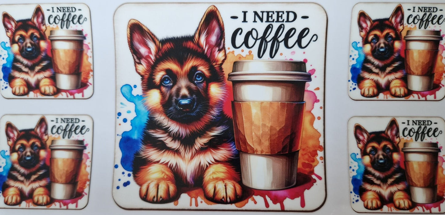 Glas mit Deckel&Stohhalm + Hundemotiv