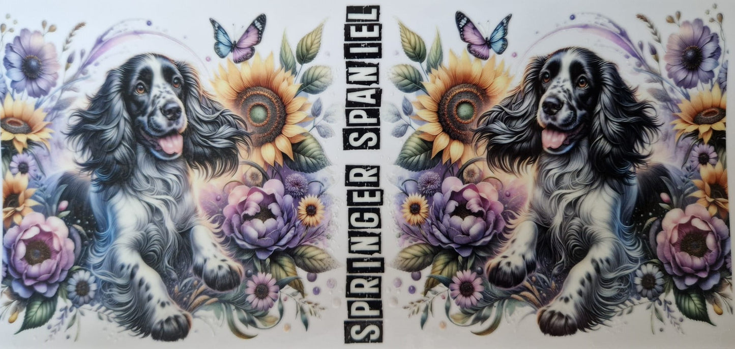 Glas mit Deckel&Stohhalm + Hundemotiv