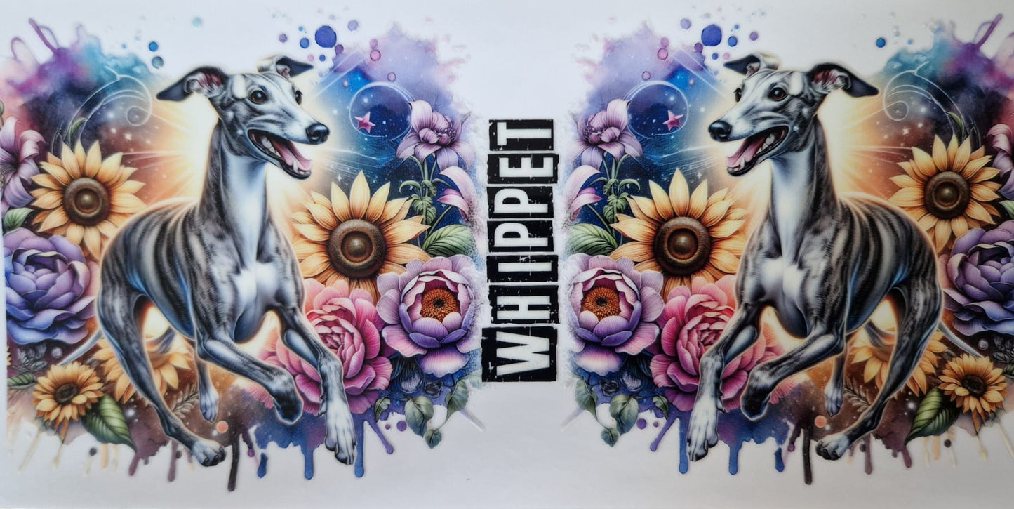 Glas mit Deckel&Stohhalm + Hundemotiv