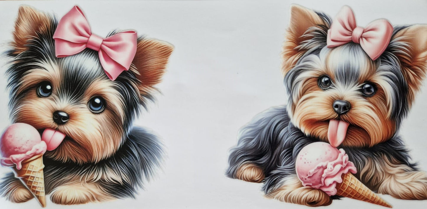 Glas mit Deckel&Stohhalm + Hundemotiv