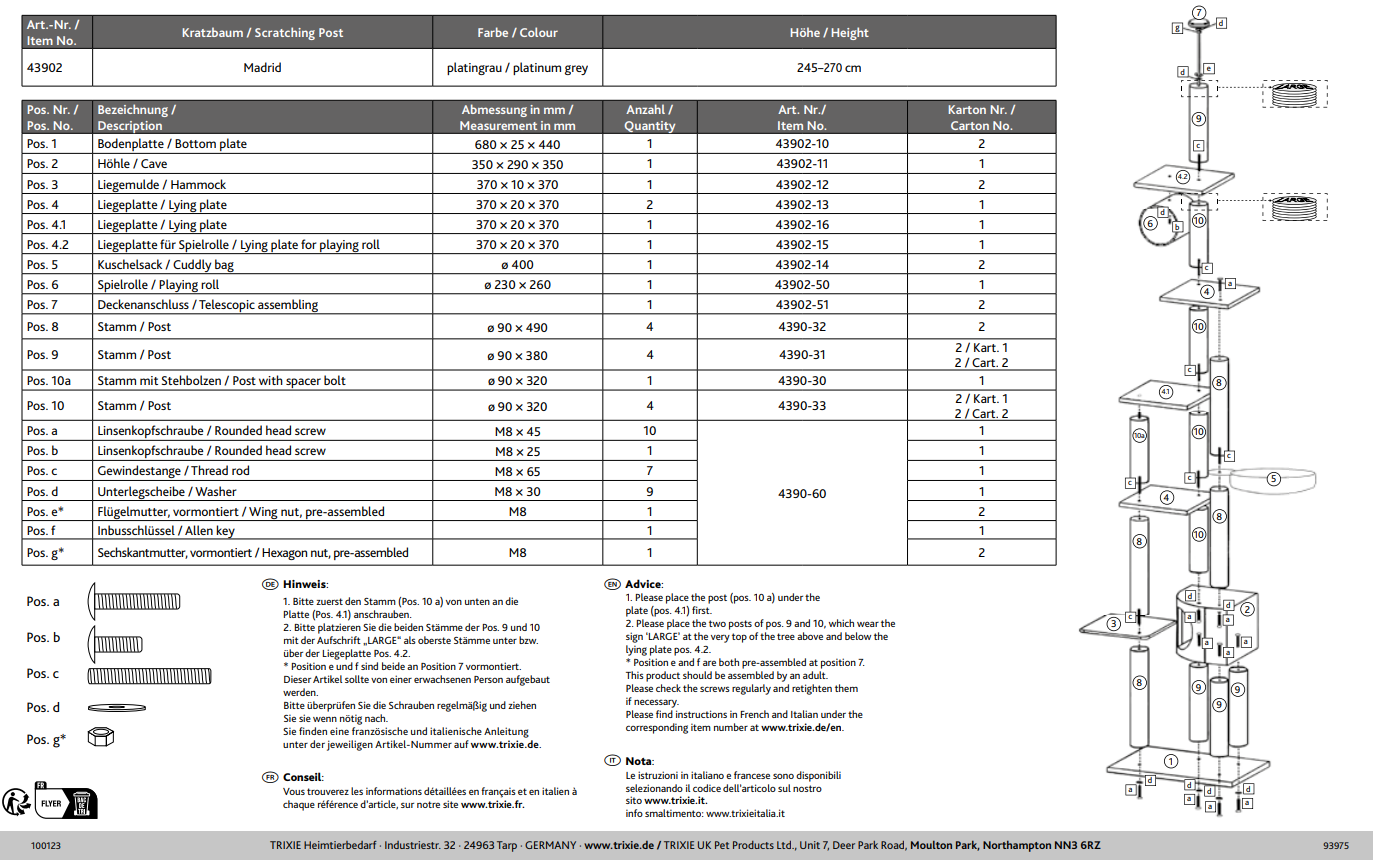 Kratzbaum Madrid deckenhoch
